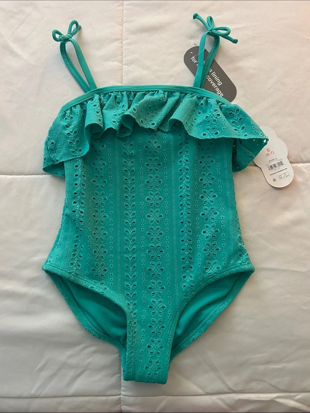 Children's Teal Ruffle One-Piece Swimsuit - (Brand)
